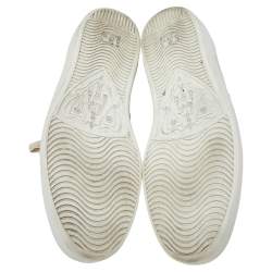 مملوكة مسبقًا Gucci White Leather Rooster Web Detail Ace Sneakers Size 45