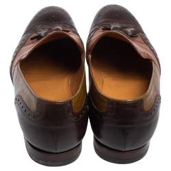 Gucci Brown Brogue Leather Tassel Detail Loafers Size 41.5
