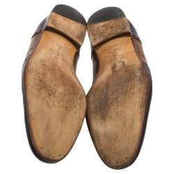 Gucci Brown Brogue Leather Tassel Detail Loafers Size 41.5