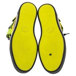 مملوكة مسبقًا Gucci Neon Multicolor Leather Basketball High Top Sneakers Size 44.5