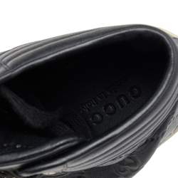 مملوكة مسبقًا حذاء رياضي غوتشي جلد غوتشيسيما أسود نمط ويب عنق مرتفع مقاس 40.5