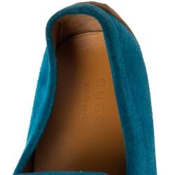 Gucci Blue Suede Horsebit Loafers Size 42.5