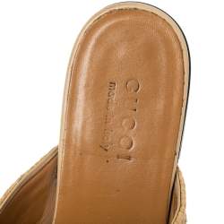 Pre Owned Gucci Beige Raffia Princetown Horsebit Mule Sandals Size 40