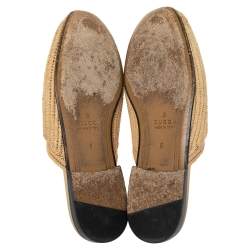 Pre Owned Gucci Beige Raffia Princetown Horsebit Mule Sandals Size 40