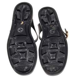 Pre Owned صندل غوتشي سير إبزيم مزخرف نمر ومارمونت جي جي مطاط أسود مقاس 42