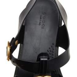 Pre Owned صندل غوتشي سير إبزيم مزخرف نمر ومارمونت جي جي مطاط أسود مقاس 42