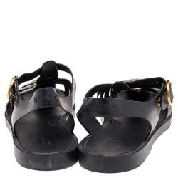 Pre Owned صندل غوتشي سير إبزيم مزخرف نمر ومارمونت جي جي مطاط أسود مقاس 42