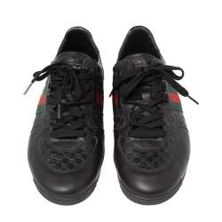 مملوكة مسبقًا Gucci Black Guccissima Leather Low Top Sneakers Size 44