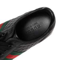 مملوكة مسبقًا Gucci Black Guccissima Leather Low Top Sneakers Size 44
