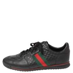 مملوكة مسبقًا Gucci Black Guccissima Leather Low Top Sneakers Size 44