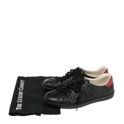 Gucci Black Leather Ace Rhombus Sneakers Size 42