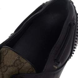 Gucci Beige/Brown GG Coated Canvas And Leather Toggle Cord Loafers Size 41.5