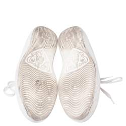 مملوكة مسبقًا Gucci White Leather Ace Embroidered Tiger Low Top Sneakers Size 44
