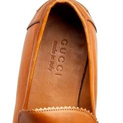 Gucci Brown Leather Bamboo Horsebit Slip On Loafers Size 41