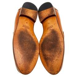 Gucci Brown Leather Bamboo Horsebit Slip On Loafers Size 41