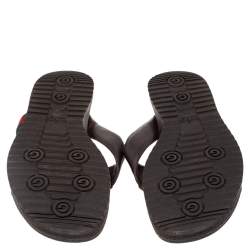 مملوكة مسبقًا Gucci Brown Micro Guccissima Leather Web Thong Flip Flop Sandals Size 40