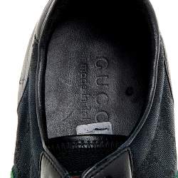 مملوكة مسبقًا حذاء رياضي غوتشي كانفاس GG وجلد أسود ويب عنق منخ فض مقاس 45 