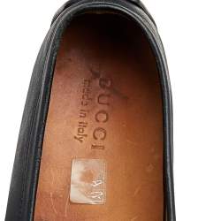 مملوكة مسبقًا حذاء لوفرز غوتشي سليب أون جلد مايكرو غوتشيسيما أسود مقاس 41.5