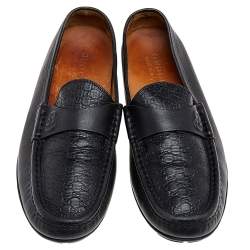 مملوكة مسبقًا حذاء لوفرز غوتشي سليب أون جلد مايكرو غوتشيسيما أسود مقاس 41.5