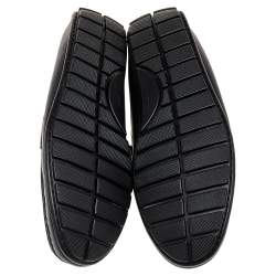 مملوكة مسبقًا حذاء لوفرز غوتشي سليب أون جلد مايكرو غوتشيسيما أسود مقاس 41.5