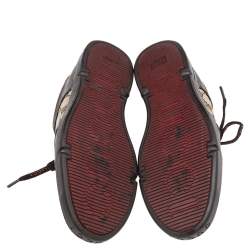 Pre Owned Gucci Beige-Brown GG Canvas And Leather Low Top Sneakers Size 42