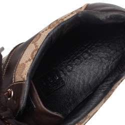 Pre Owned Gucci Beige-Brown GG Canvas And Leather Low Top Sneakers Size 42