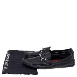 Gucci Black Leather Horsebit Slip On Loafers Size 40