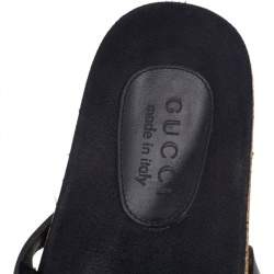 Gucci Black Leather Hysteria Flat Sandals Size 42