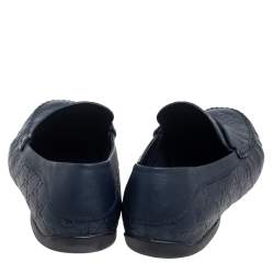 مملوكة مسبقًا حذاء لوفرز غوتشى بيني سليب أون جلد غوتشيسيما أزرق مقاس 44.5