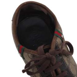 Gucci Brown/Beige Suede And GG Supreme Canvas Low Top Sneakers Size 44