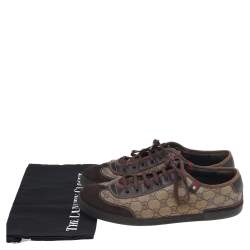 Gucci Brown/Beige Suede And GG Supreme Canvas Low Top Sneakers Size 44