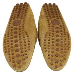 Gucci Yellow Suede Horsebit Slip On Loafers Size 44