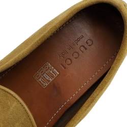 Gucci Yellow Suede Horsebit Slip On Loafers Size 44