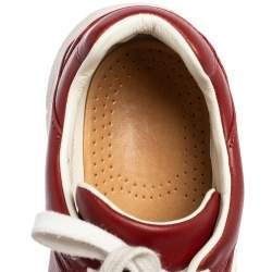 Pre Owned Gucci Maroon Leather Interlcoking G Logo Low Top Sneakers Size 39