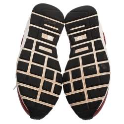 Pre Owned Gucci Maroon Leather Interlcoking G Logo Low Top Sneakers Size 39