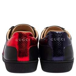 مملوكة مسبقًا حذاء رياضي غوتشي  أيس جلد أسود بعنق منخفض مقاس 40