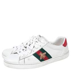 Gucci White Leather Web Ace Low Top Sneakers Size 45.5
