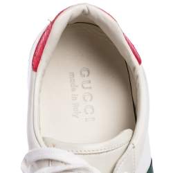 Gucci White Leather Ace Embroidered Tiger Low Top Sneakers Size 42
