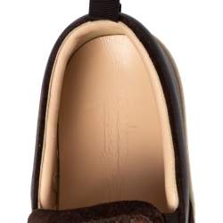 Gucci Brown Microguccissima Python And Leather Slip On Sneakers Size 40.5