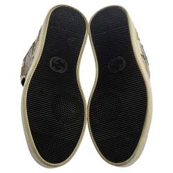 مملوكة مسبقًا Gucci Green/Beige GG Supreme Bloom Canvas Lace Up High Top Sneakers Size 40