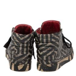 Gucci Black-Beige GG Canvas Caleido High Top Sneakers Size 40