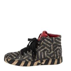 Gucci Black-Beige GG Canvas Caleido High Top Sneakers Size 40