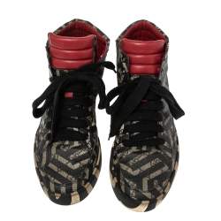 Gucci Black-Beige GG Canvas Caleido High Top Sneakers Size 40