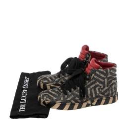 Gucci Black-Beige GG Canvas Caleido High Top Sneakers Size 40