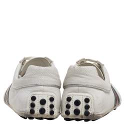 Gucci White Leather Web Lace Up Sneakers Size 42