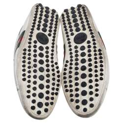 Gucci White Leather Web Lace Up Sneakers Size 42