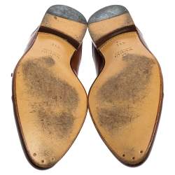 Gucci Brown Leather Double Buckle Monk Strap Derby Size 41