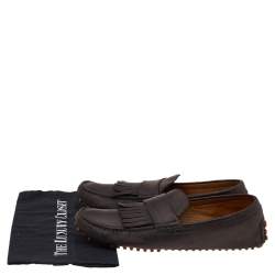 Gucci Brown Leather Slip on Loafers Size 43.5
