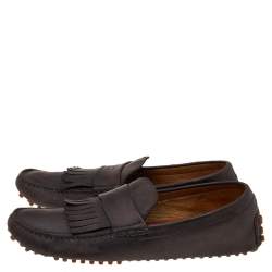 Gucci Brown Leather Slip on Loafers Size 43.5