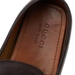 Gucci Brown Leather Slip on Loafers Size 43.5